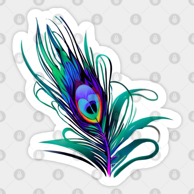 Single Peacock Feather Sticker by CBV